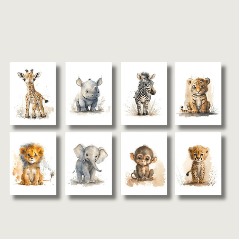 PetitsMonstres - 8 Affiches Animaux Adorables pour Décoration Ludique