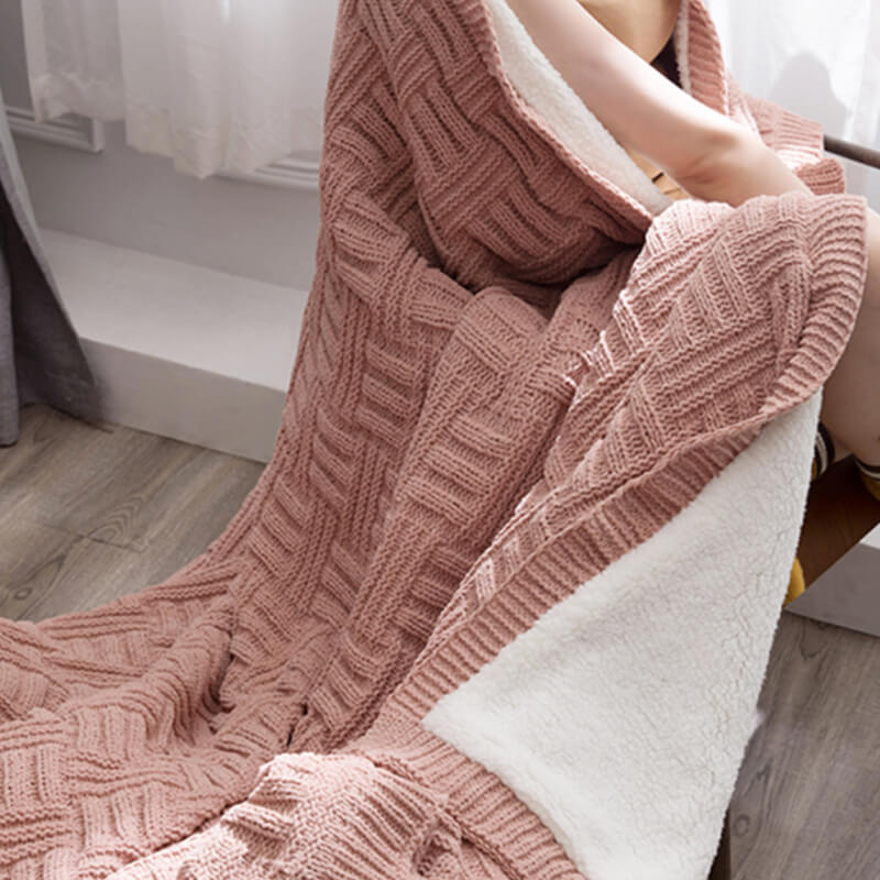 ChaleureuxCocoon - Couverture en Tricot Double Couche Épais et Doux