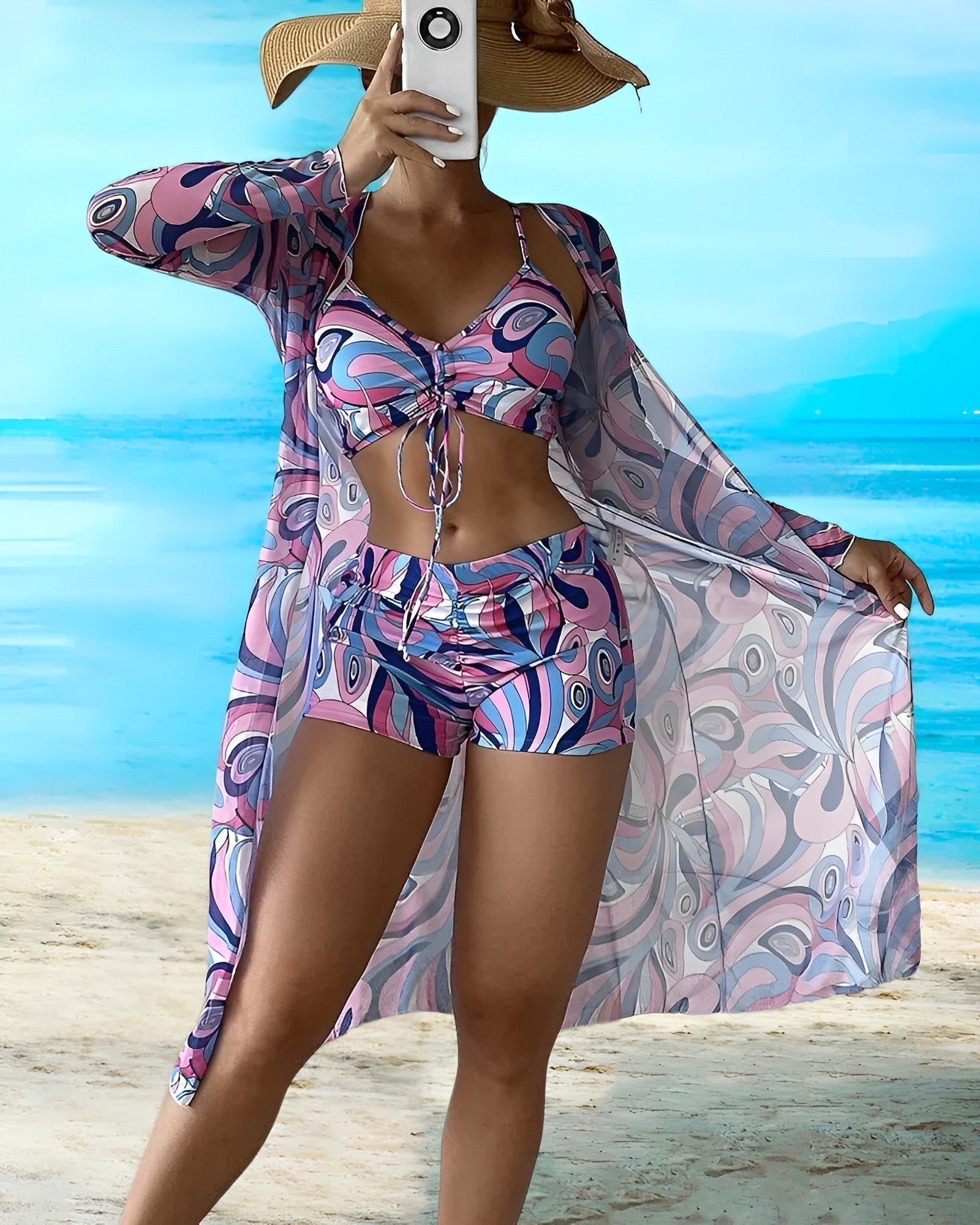 Evara | Ensemble Bikini 3 Pièces avec Motif Floral