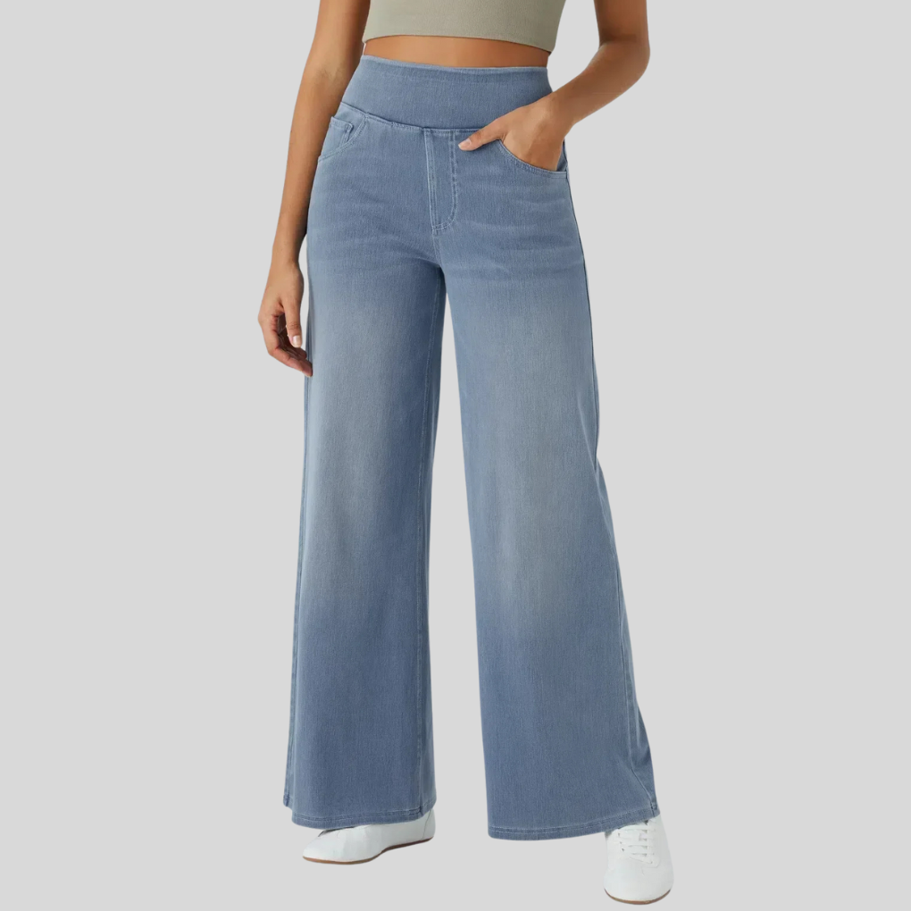 Pantalon élastique taille haute