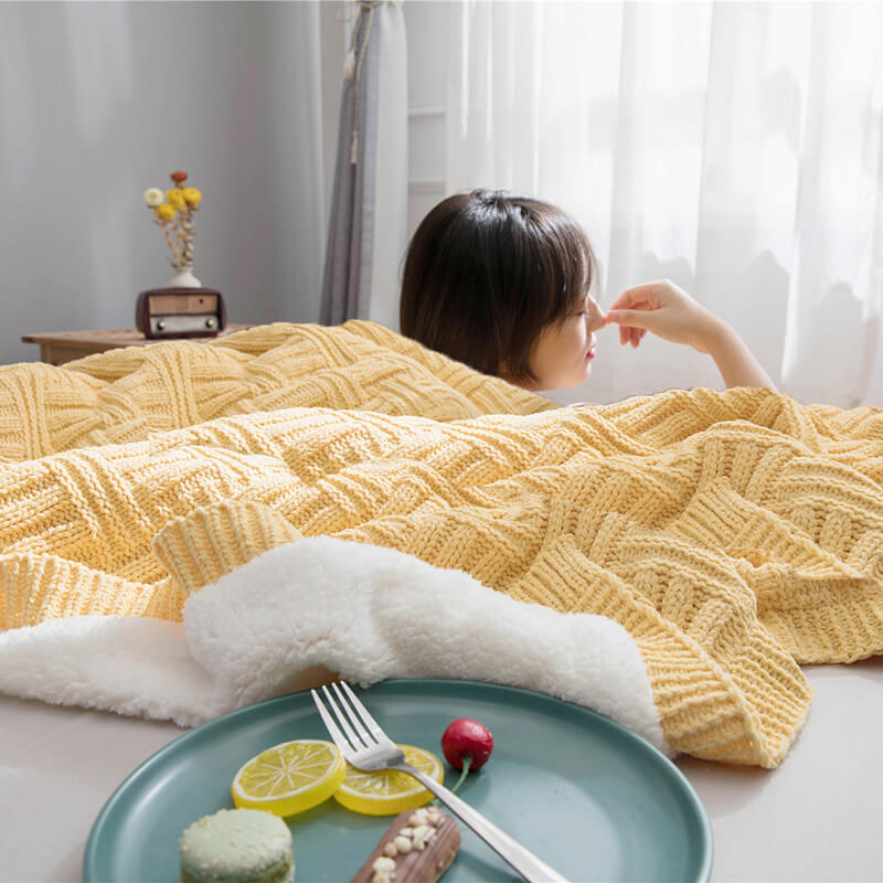 ChaleureuxCocoon - Couverture en Tricot Double Couche Épais et Doux