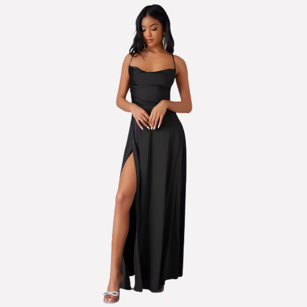 Robe maxi sans dos avec fente haute pour femmes