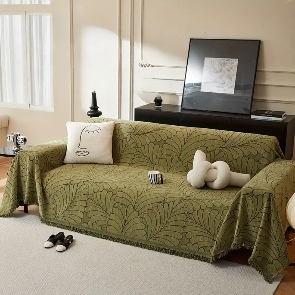 Housse de Canapé Réversible à Motif Feuillage Élégant