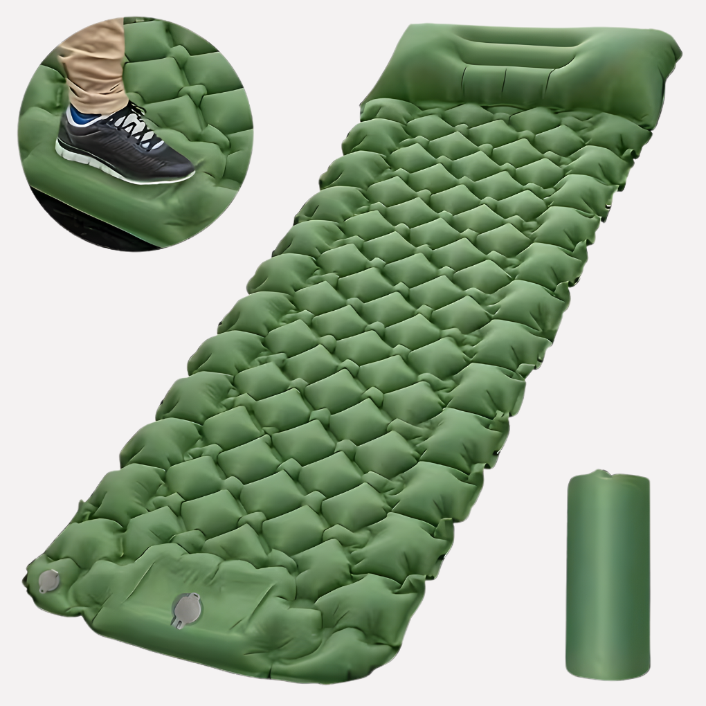 Matelas de Camping Gonflable avec Pompe Intégrée et Oreiller