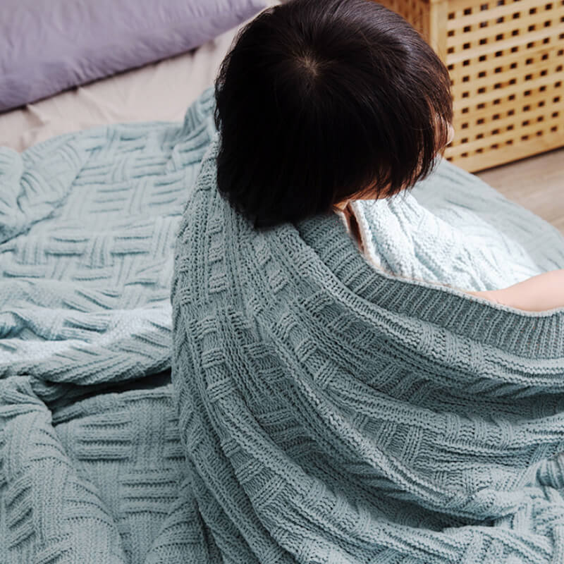 ChaleureuxCocoon - Couverture en Tricot Double Couche Épais et Doux