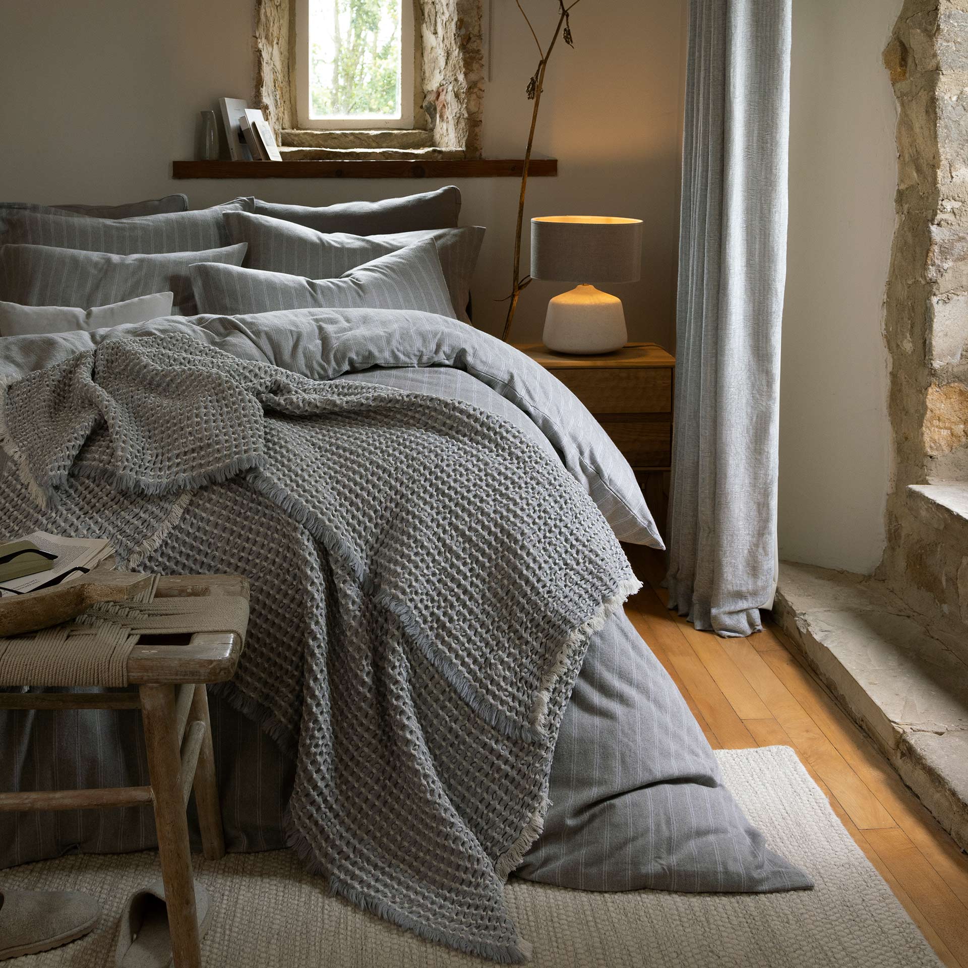 Coton Doux - Ensemble de Couette Rayé en Flanelle 100% Confortable