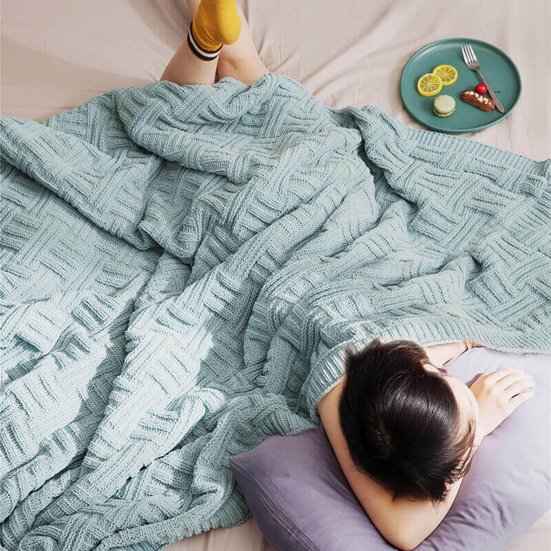 ChaleureuxCocoon - Couverture en Tricot Double Couche Épais et Doux