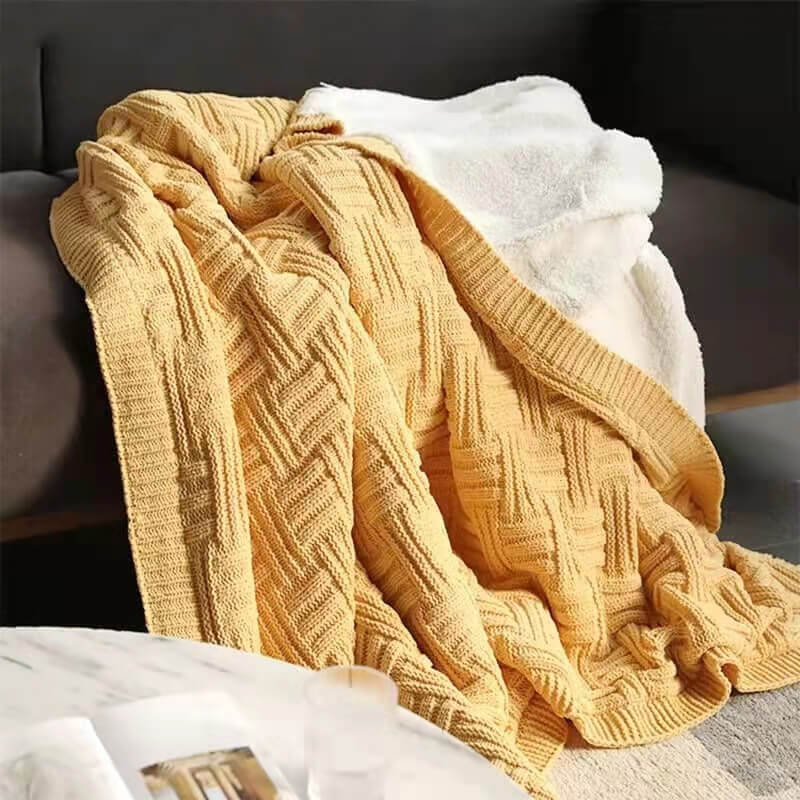 ChaleureuxCocoon - Couverture en Tricot Double Couche Épais et Doux