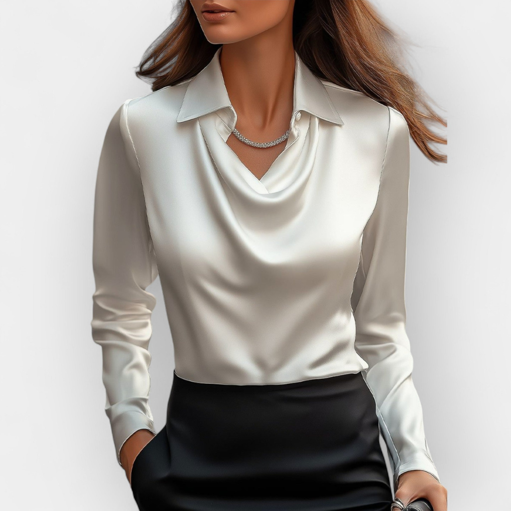 Blouse élégante en satin avec col cascade