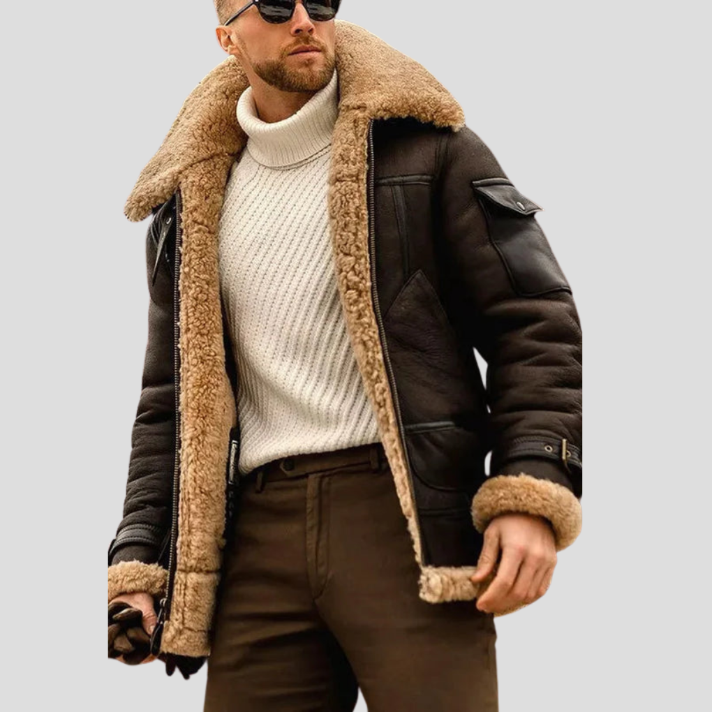 Veste de motard camel pour homme