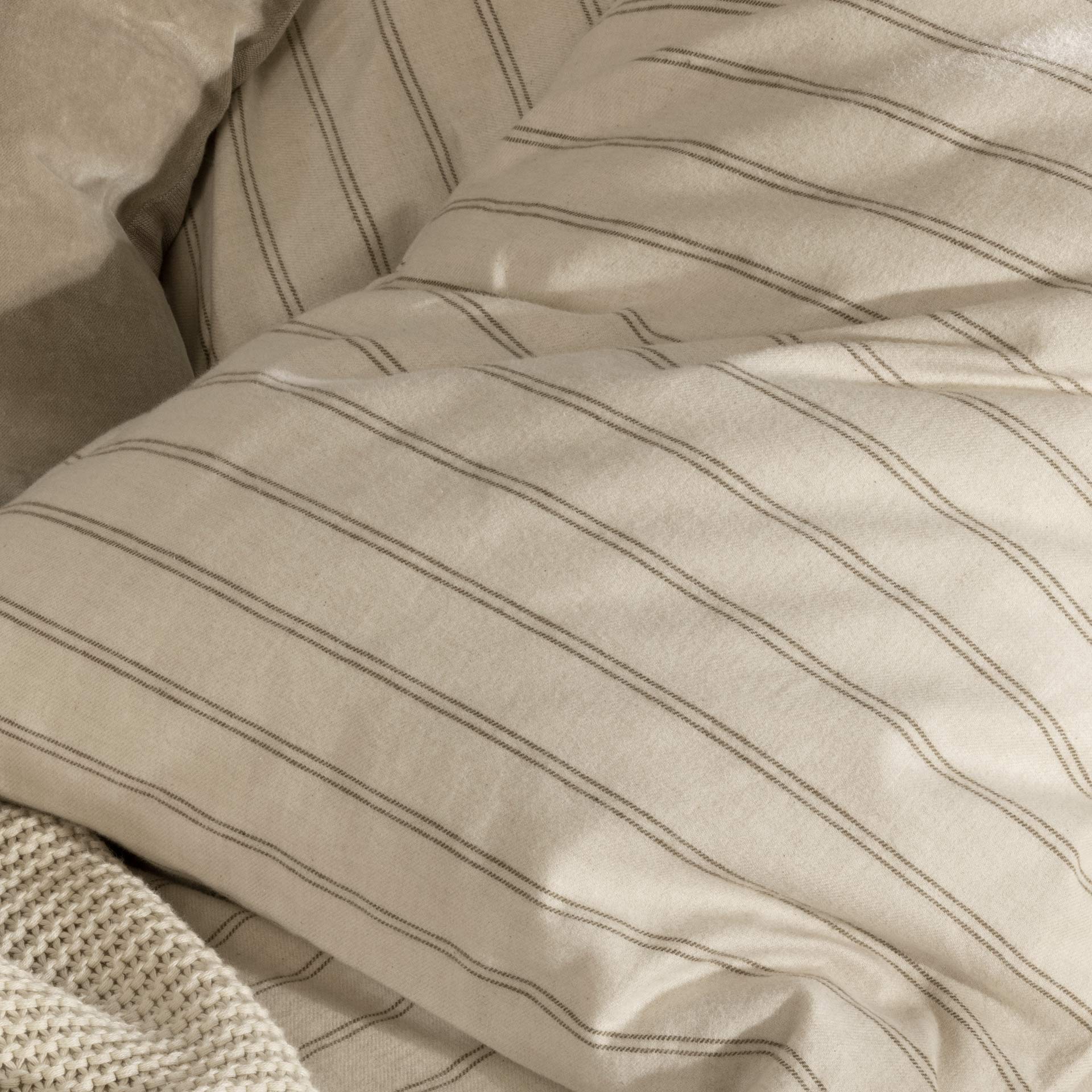 Coton Doux - Ensemble de Couette Rayé en Flanelle 100% Confortable