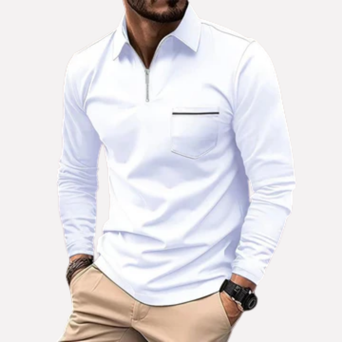Polo à manches longues pour homme avec poche poitrine