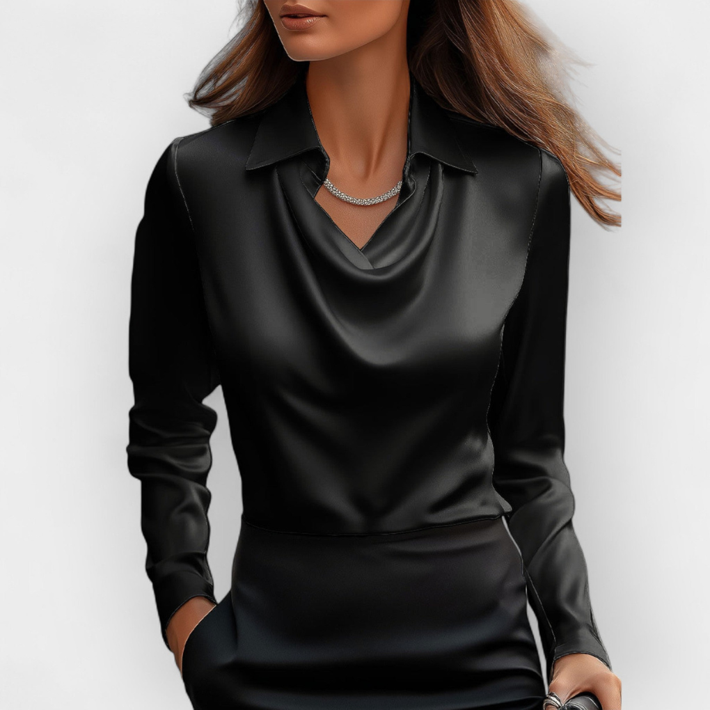 Blouse élégante en satin avec col cascade