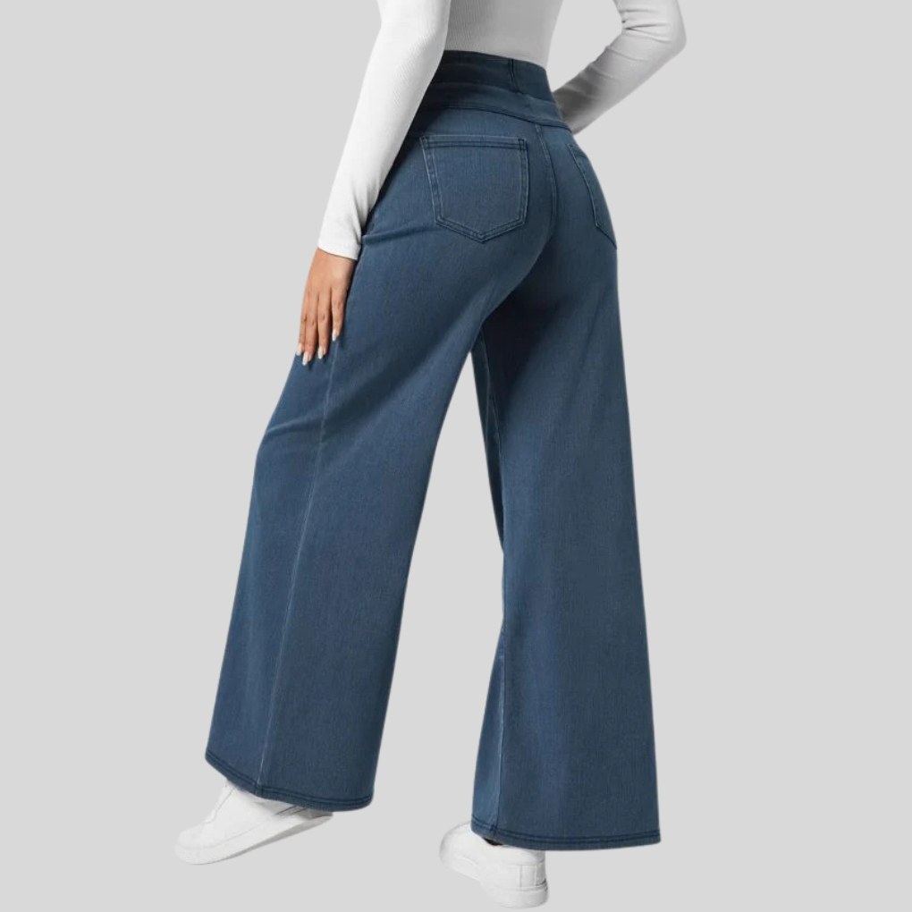 Pantalon élastique taille haute