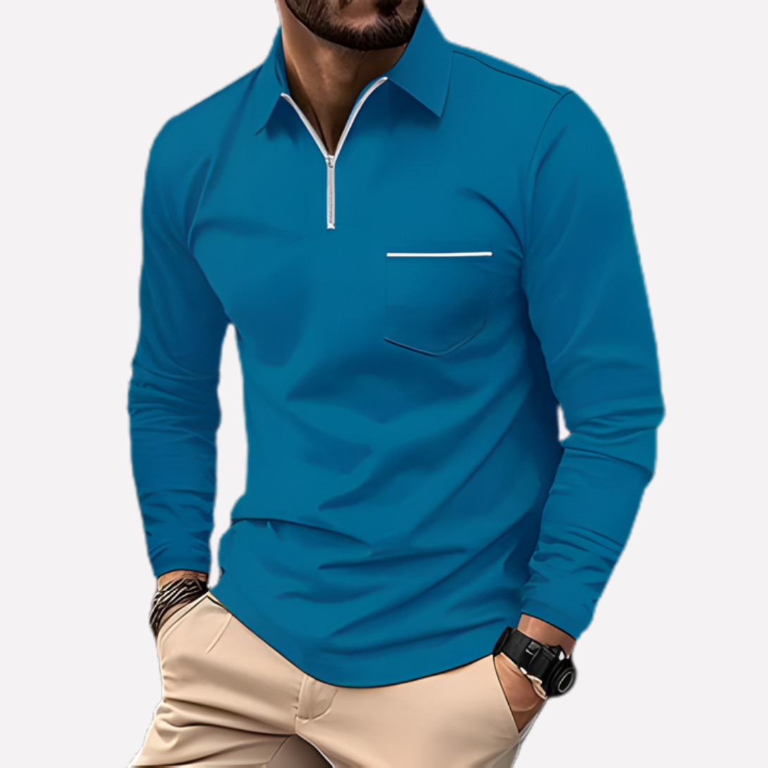 Polo à manches longues pour homme avec poche poitrine