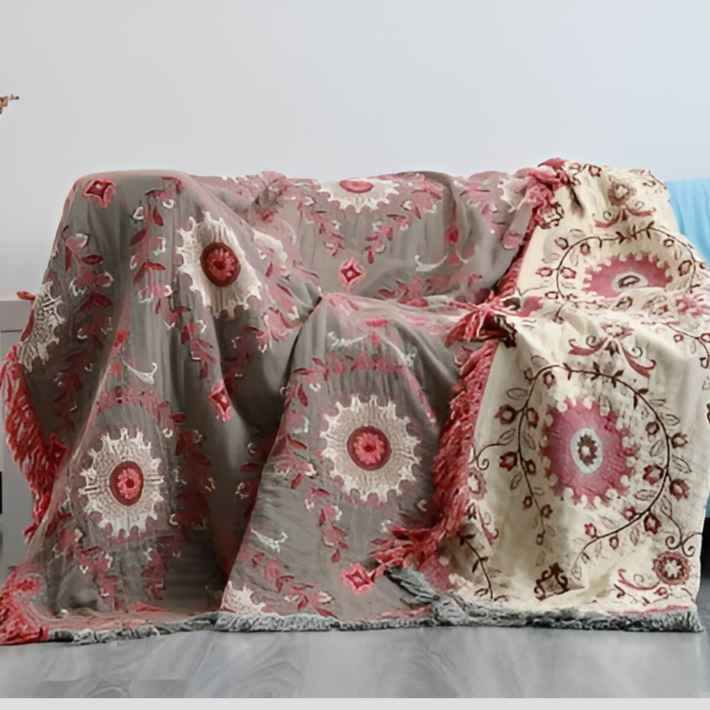 Couverture à carreaux scandinave réversible