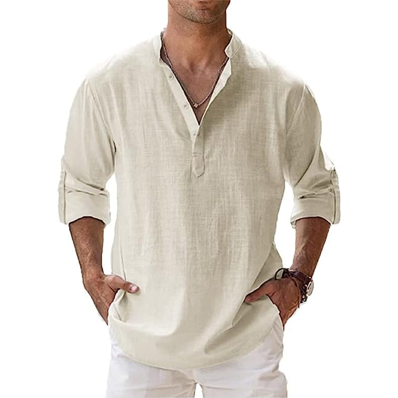Chemise Henley en Lin pour Homme