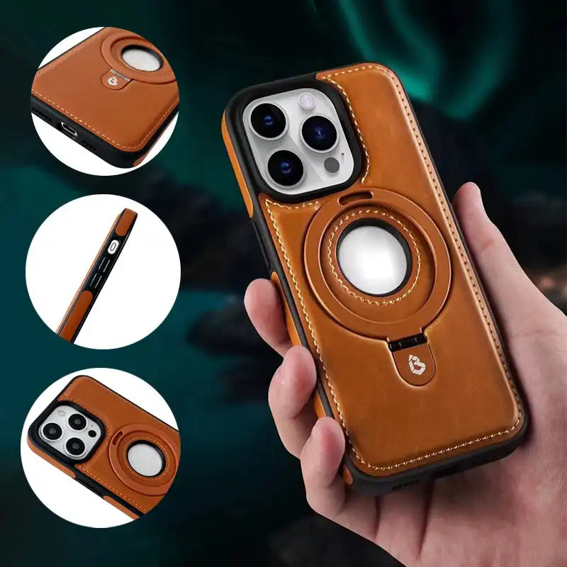 LuxiCase - Housse iPhone PU Cuir avec Support Magnétique Intégré