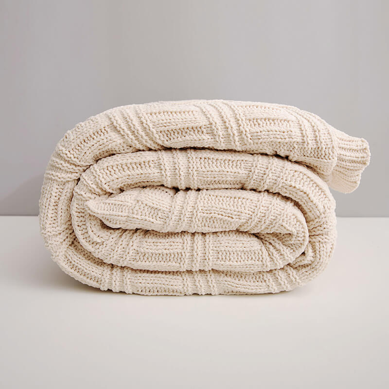 ChaleureuxCocoon - Couverture en Tricot Double Couche Épais et Doux
