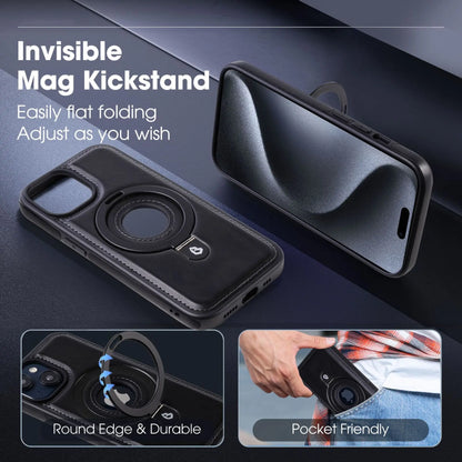 LuxiCase - Housse iPhone PU Cuir avec Support Magnétique Intégré