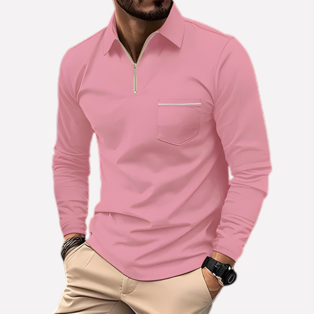 Polo à manches longues pour homme avec poche poitrine
