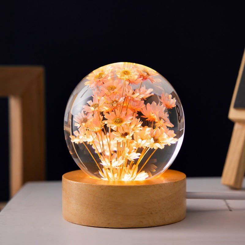 LumiNature - Lampe en Cristal 3D avec Fleurs de Pissenlit pour une Ambiance Magique