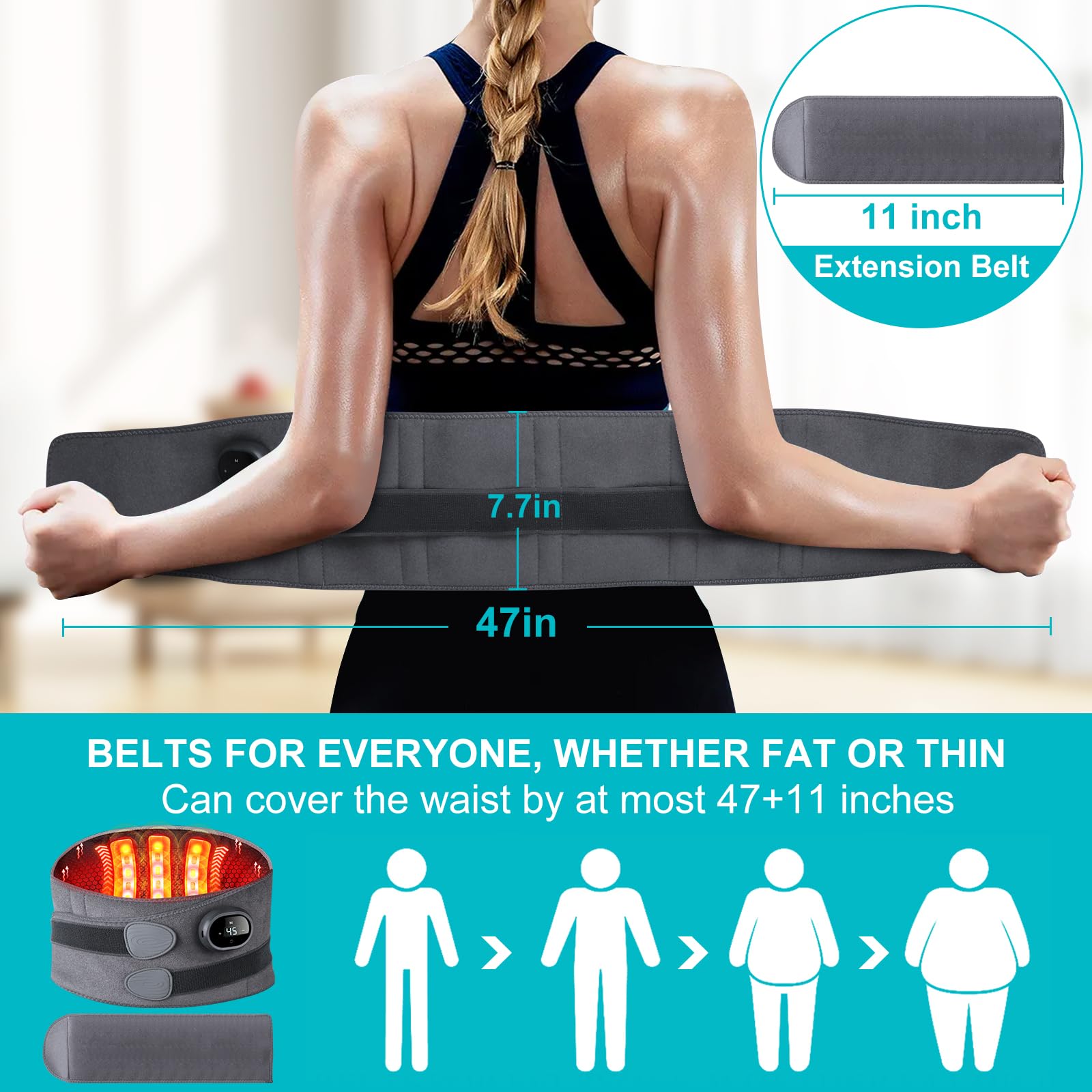 ThermoComfort - Appareil de Massage Chauffant Sans Fil pour Soulagement du Dos et de la Douleur