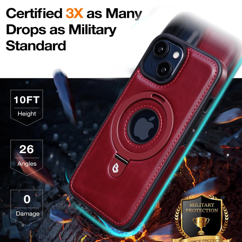 LuxiCase - Housse iPhone PU Cuir avec Support Magnétique Intégré