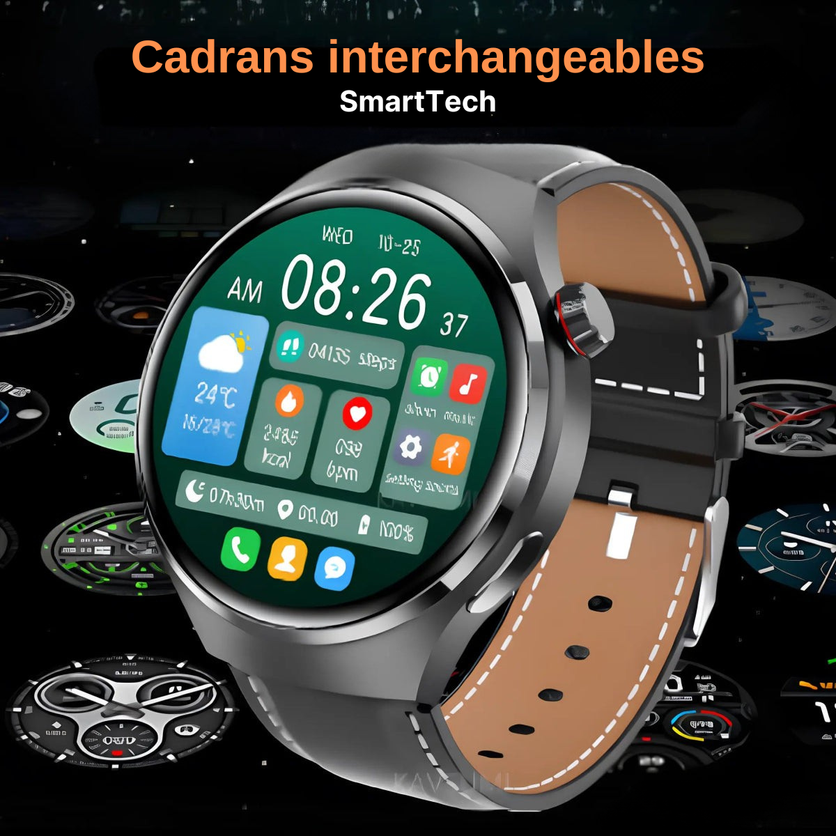 SmartTech - Montre Connectée Élégante avec Suivi de Santé et GPS