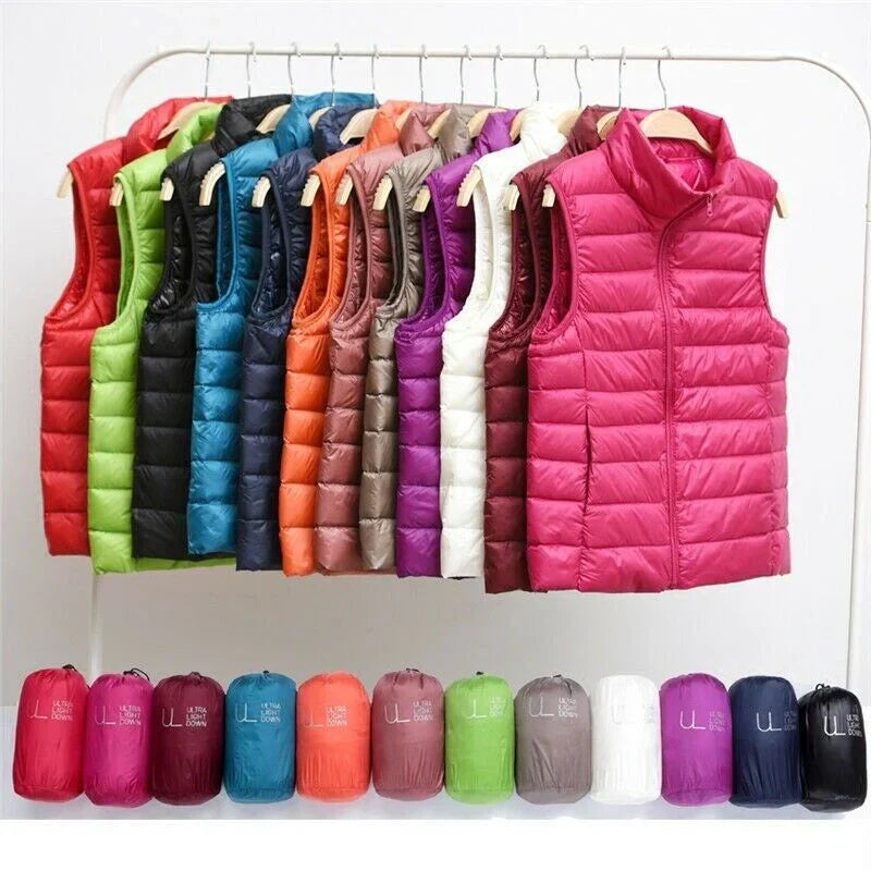 Gilet sans manches coupe-vent pour femme avec fermeture éclair