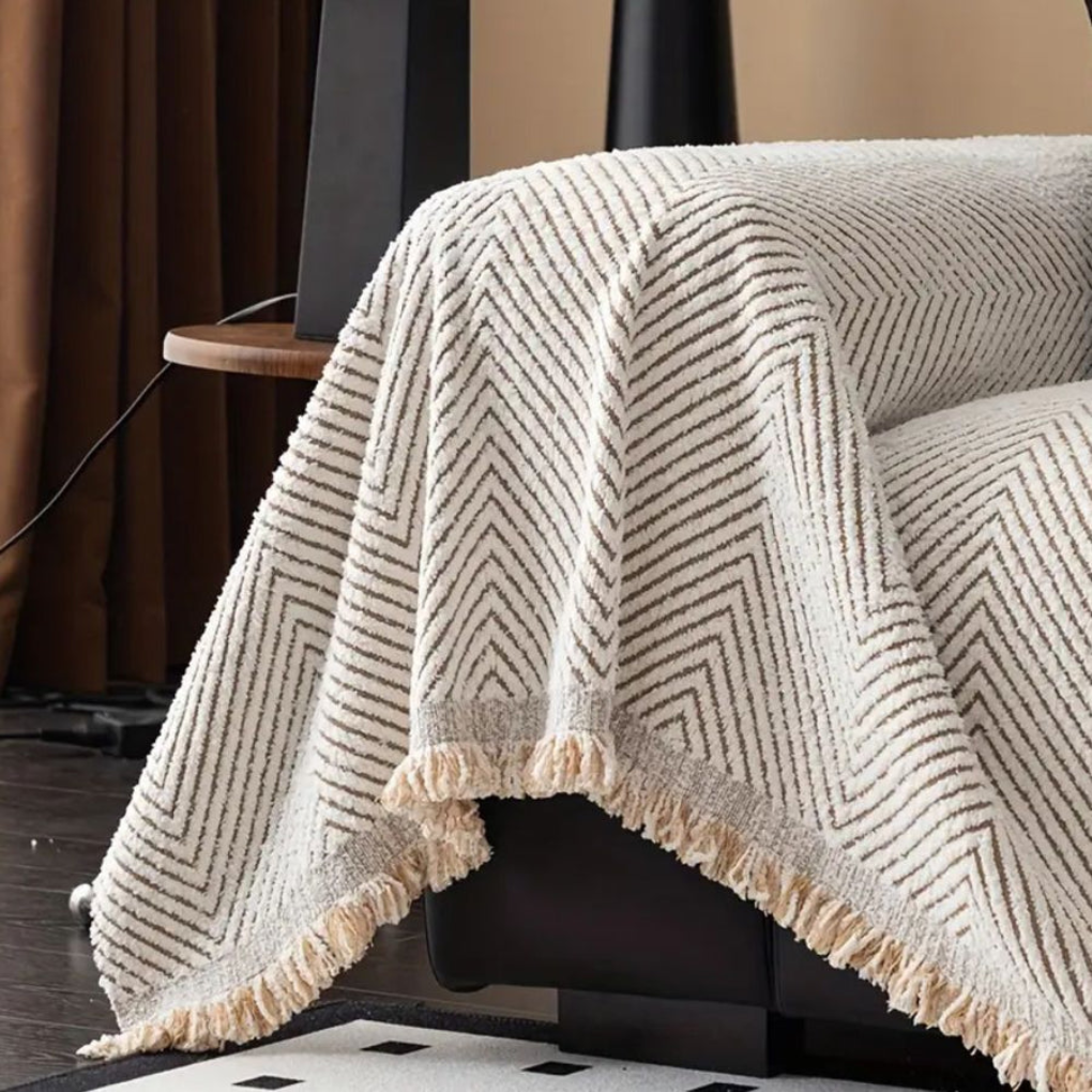 Housse de canapé réversible en chevrons
