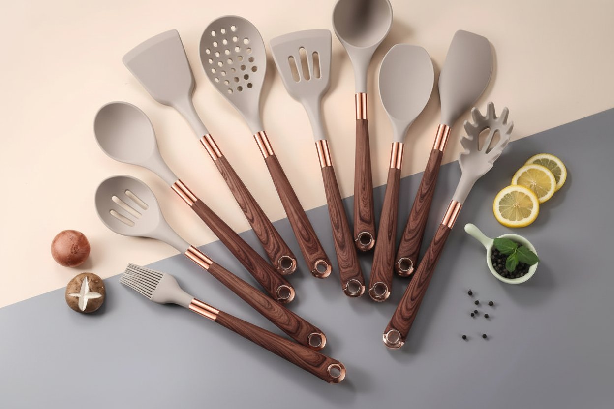 Ensemble d'ustensiles de cuisine en silicone de 10 pièces