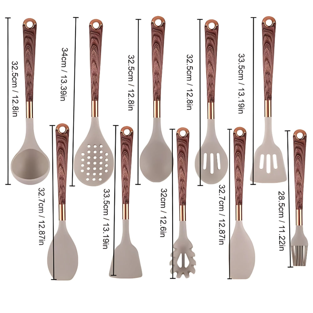 Ensemble d'ustensiles de cuisine en silicone de 10 pièces