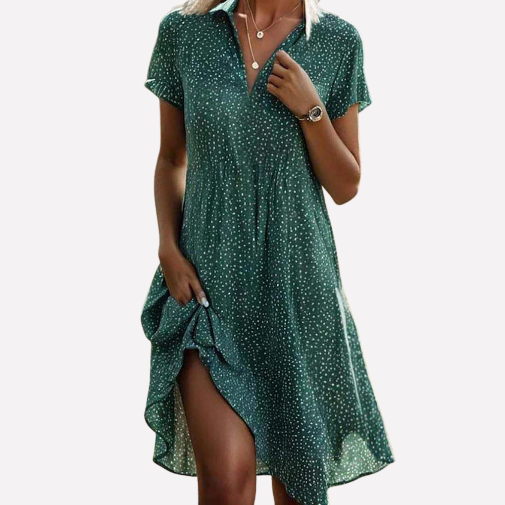 Robe chemise midi à manches courtes pour femmes