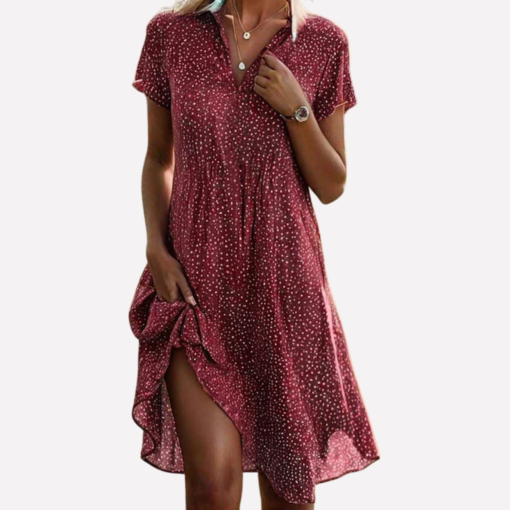Robe chemise midi à manches courtes pour femmes
