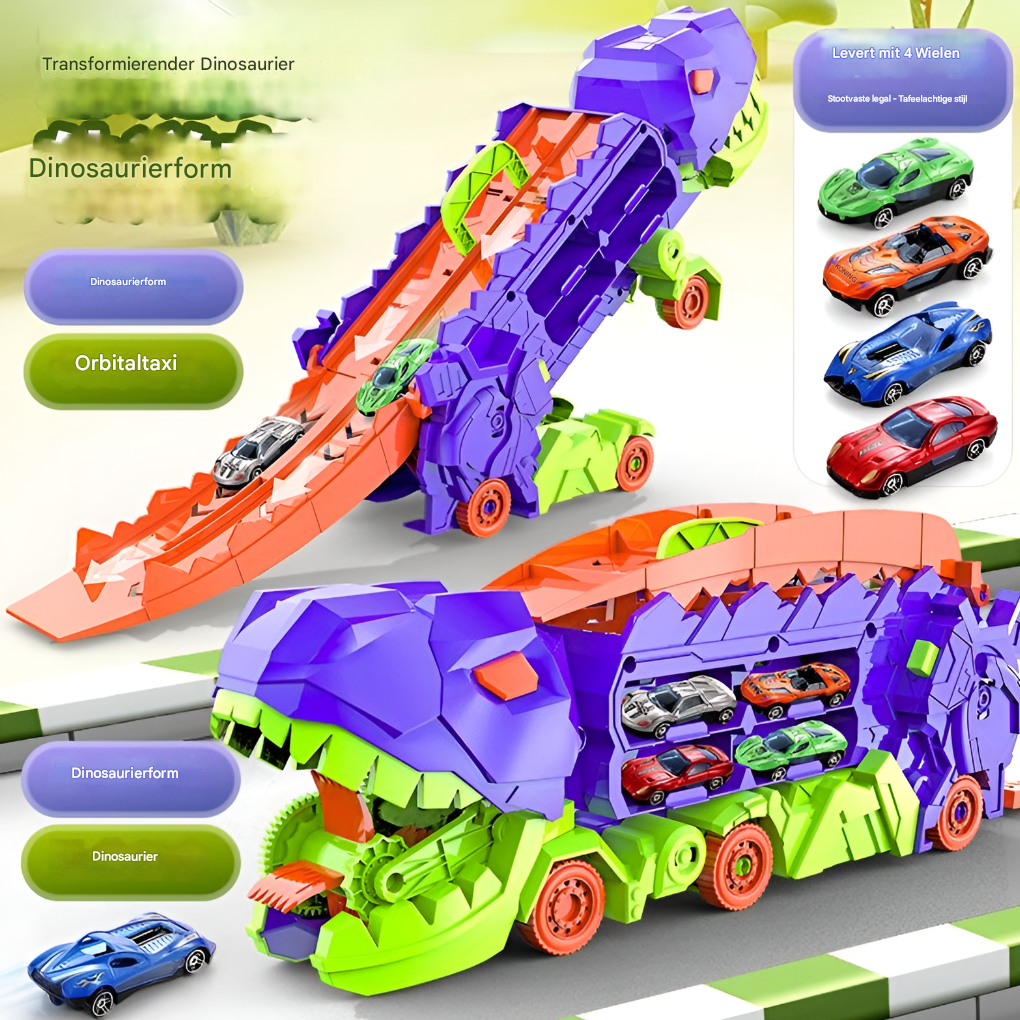 Dino City Transporter – Circuit de course et camion transformable