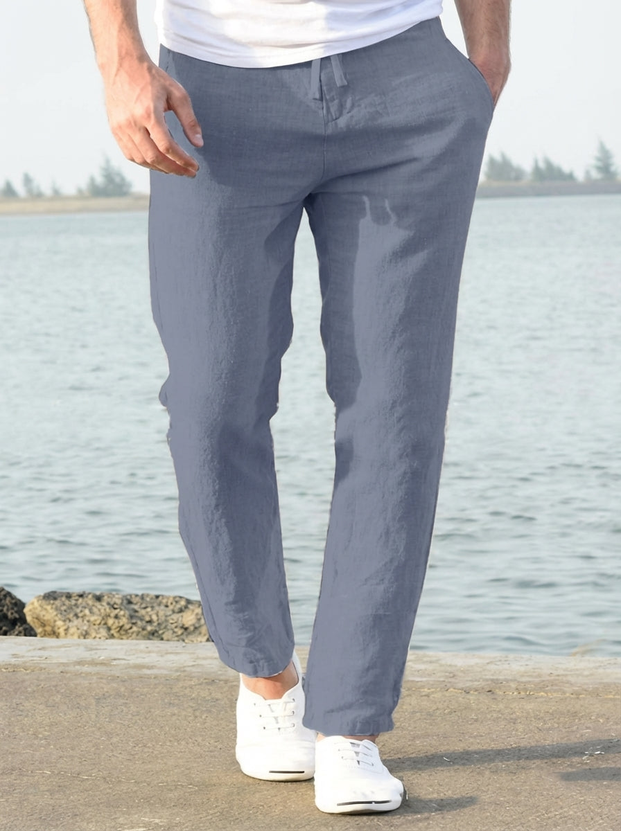 Pantalon d'été en mélange de lin pour homme