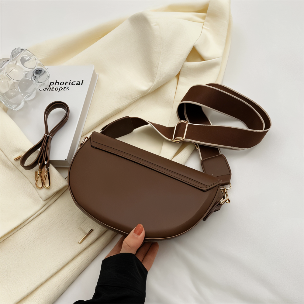 DualLock Crossbody Bag - Sac à bandoulière en cuir à la mode pour femmes
