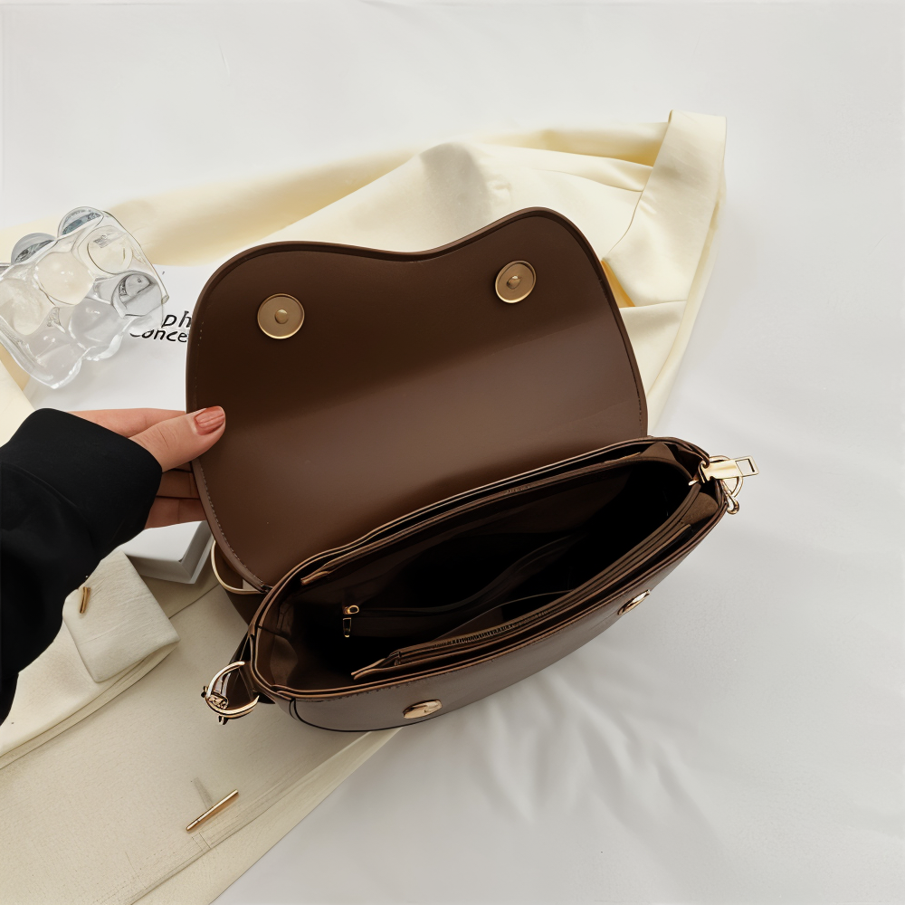 DualLock Crossbody Bag - Sac à bandoulière en cuir à la mode pour femmes