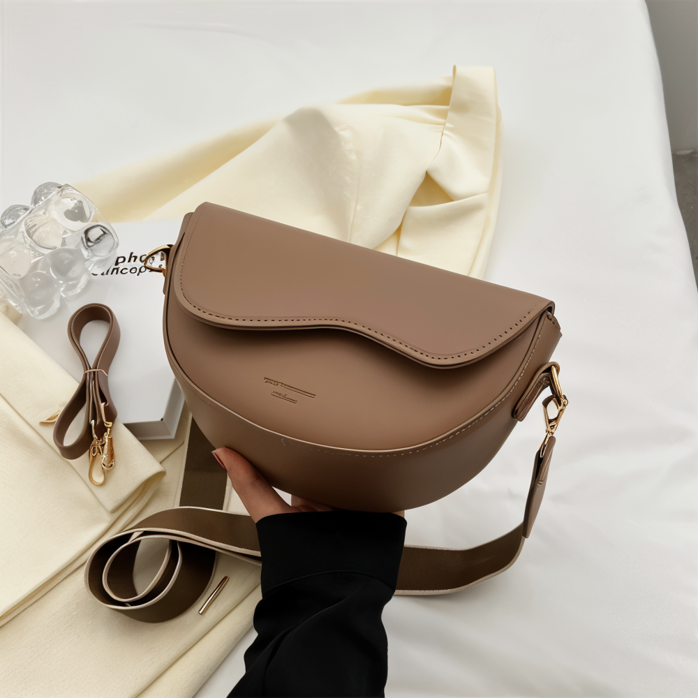 DualLock Crossbody Bag - Sac à bandoulière en cuir à la mode pour femmes