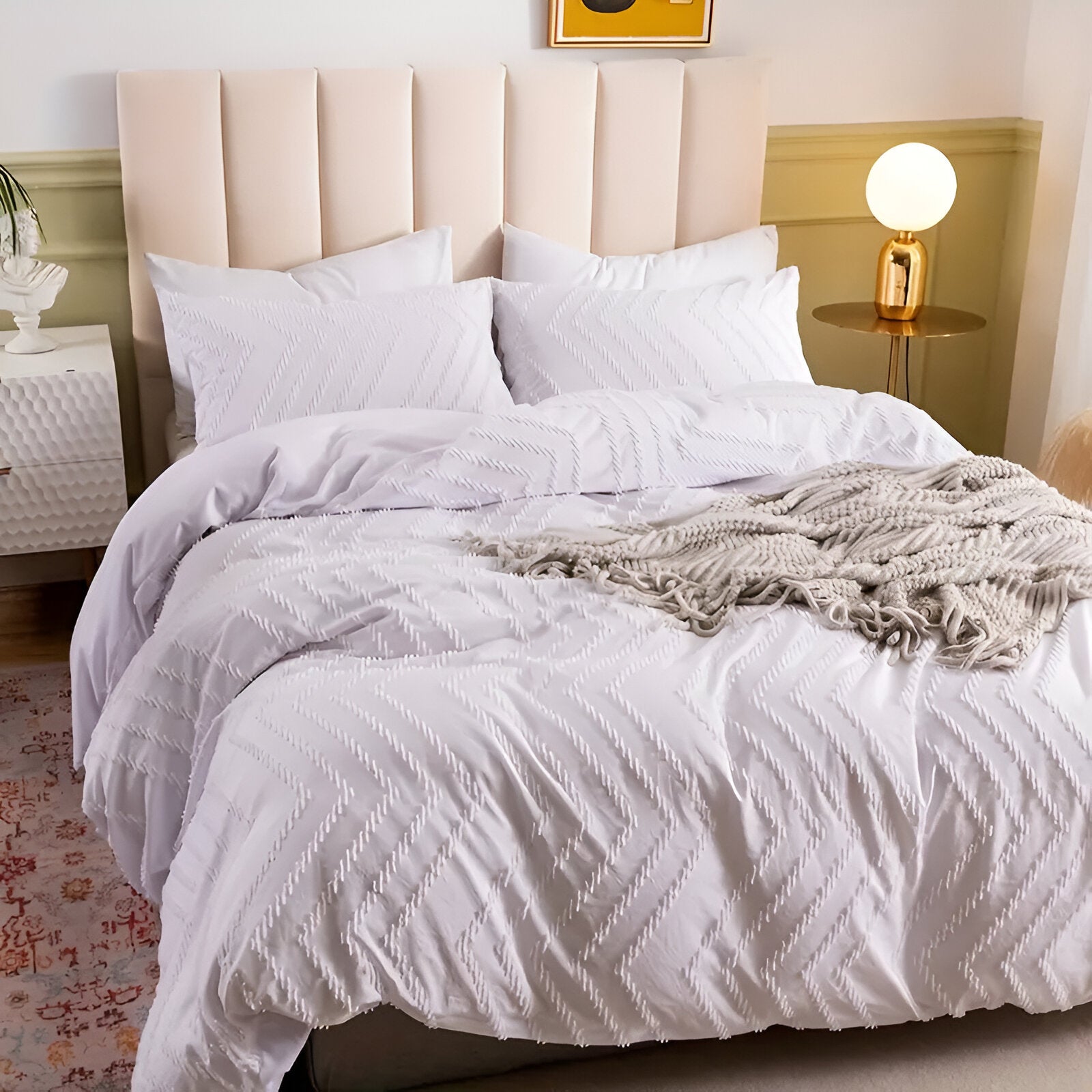Sommer Lin Couette Rayée - Douce et Soyeuse, Lavable pour un Confort Frais