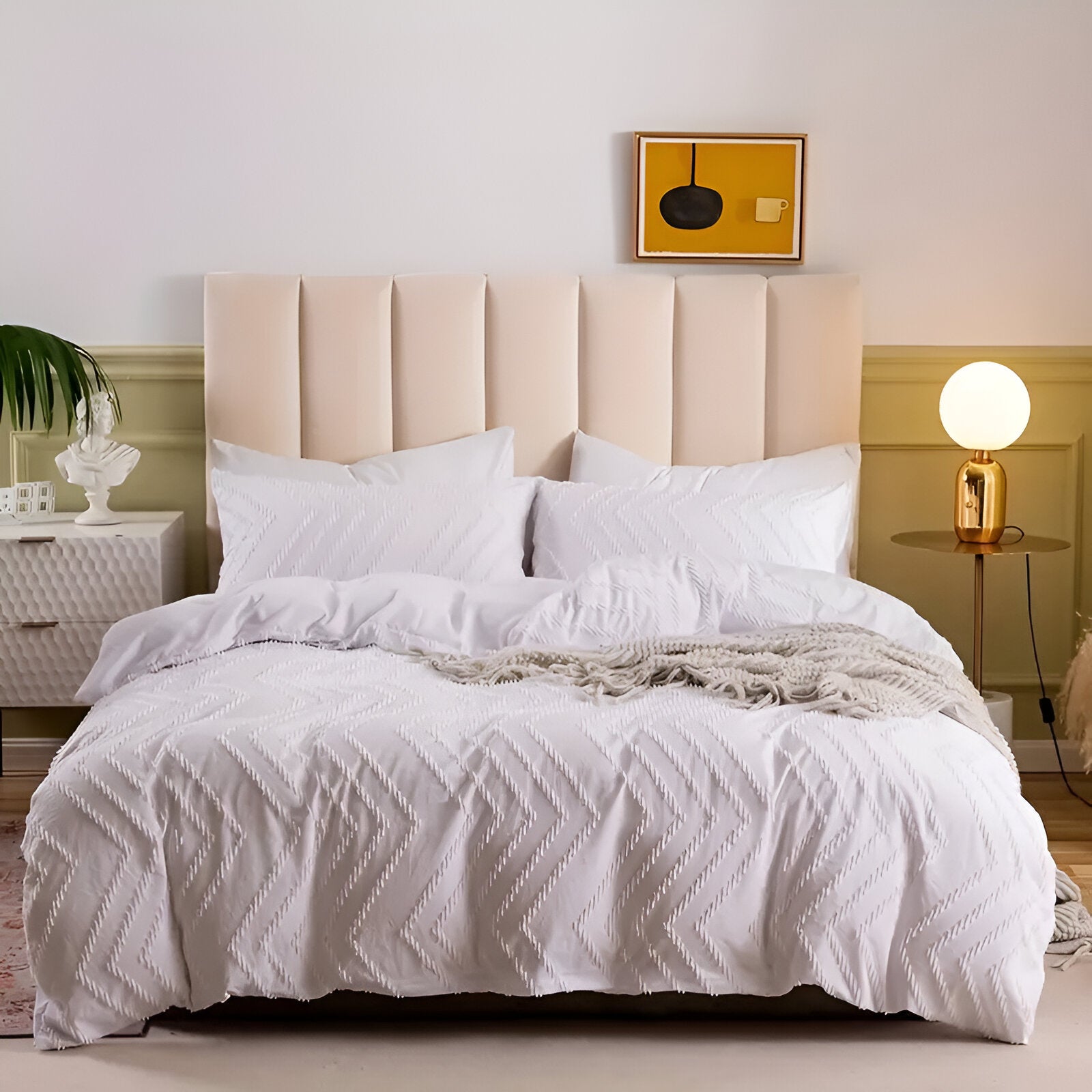 Sommer Lin Couette Rayée - Douce et Soyeuse, Lavable pour un Confort Frais