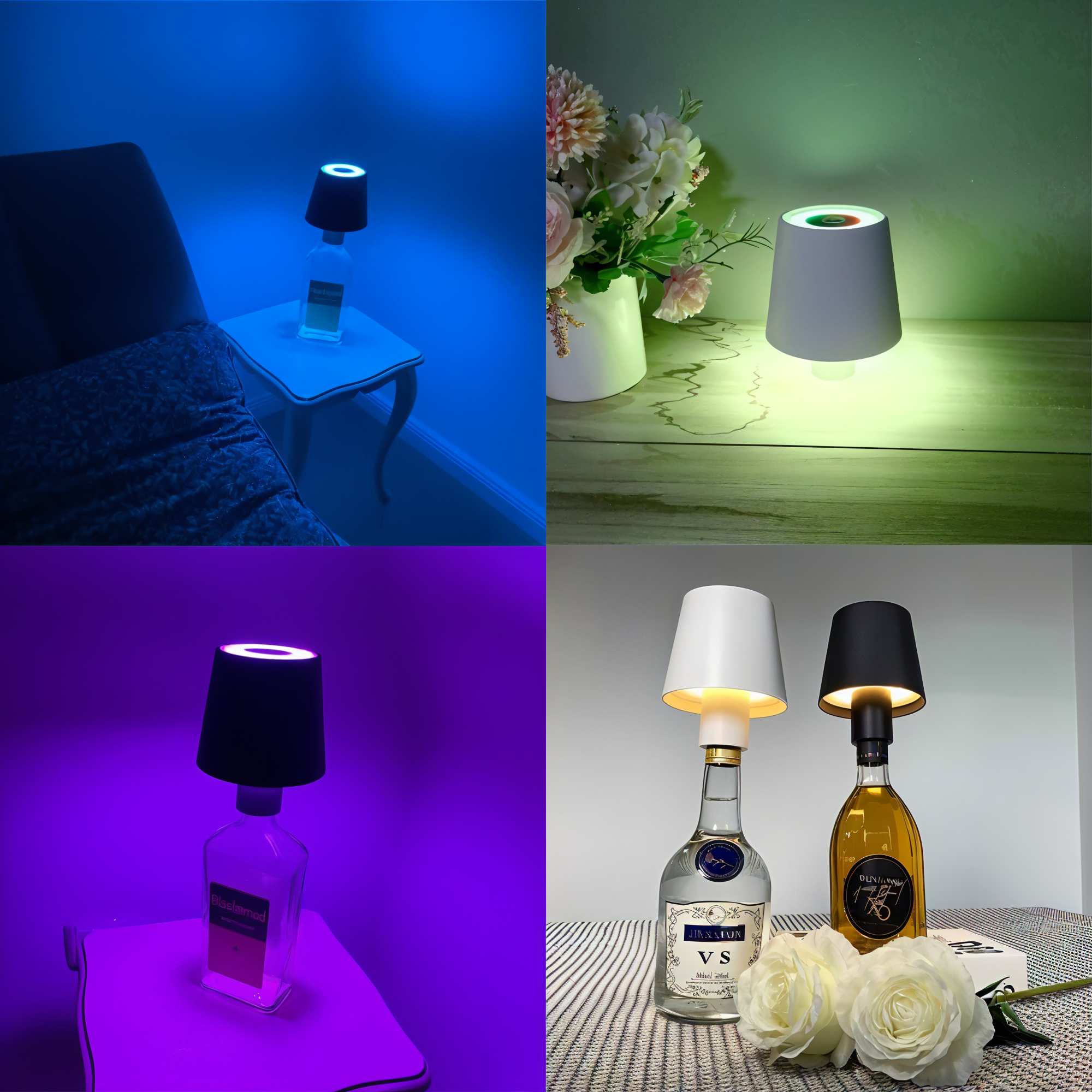 VinoGlint - Lampe de Table Portable et Dimmable en Forme de Bouteille de Vin