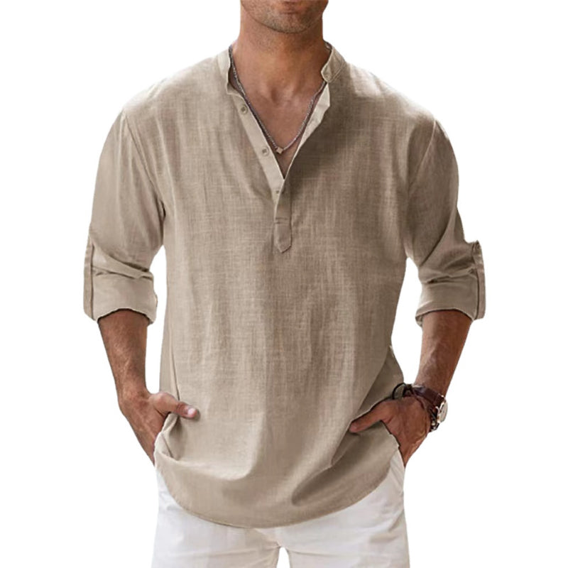 Chemise Henley en Lin pour Homme