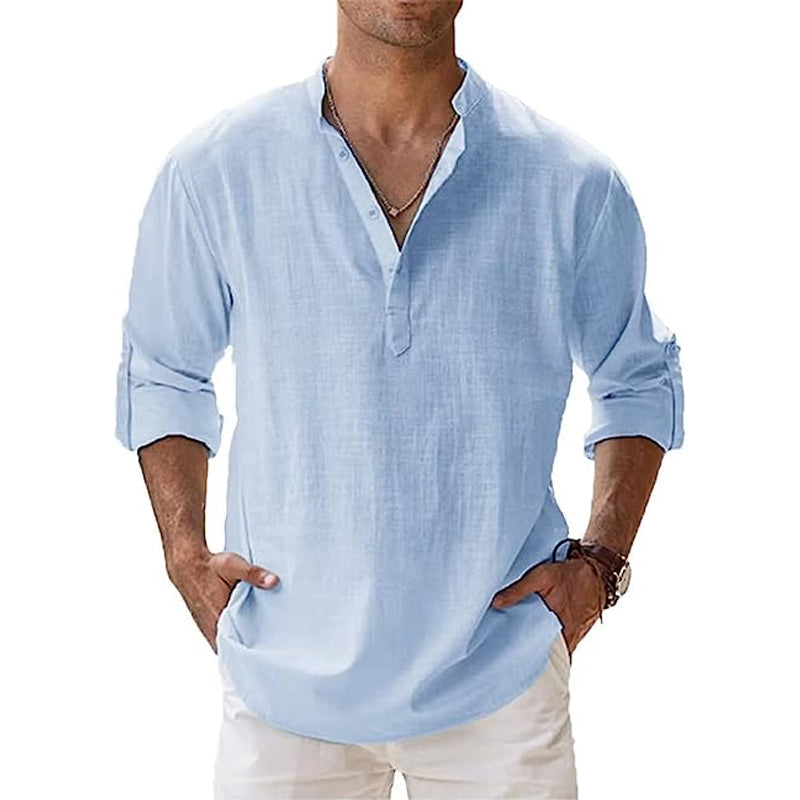 Chemise Henley en Lin pour Homme
