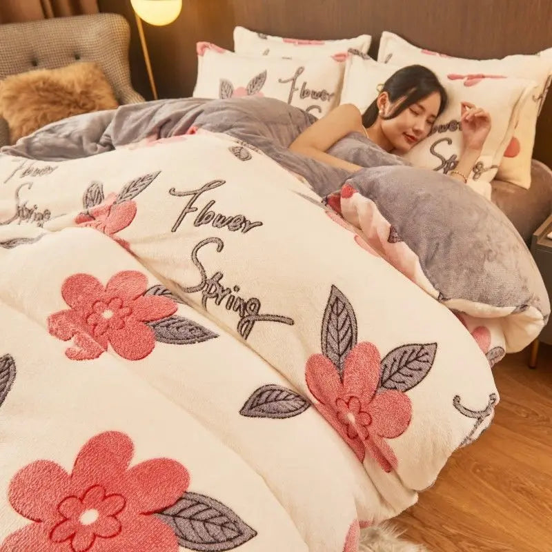 Housse de Couette en Flanelle Douillette pour Hiver - Ellen