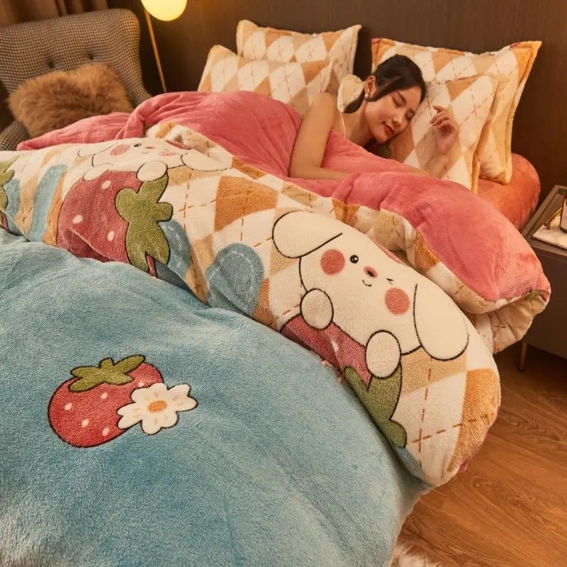 Housse de Couette en Flanelle Douillette pour Hiver - Ellen
