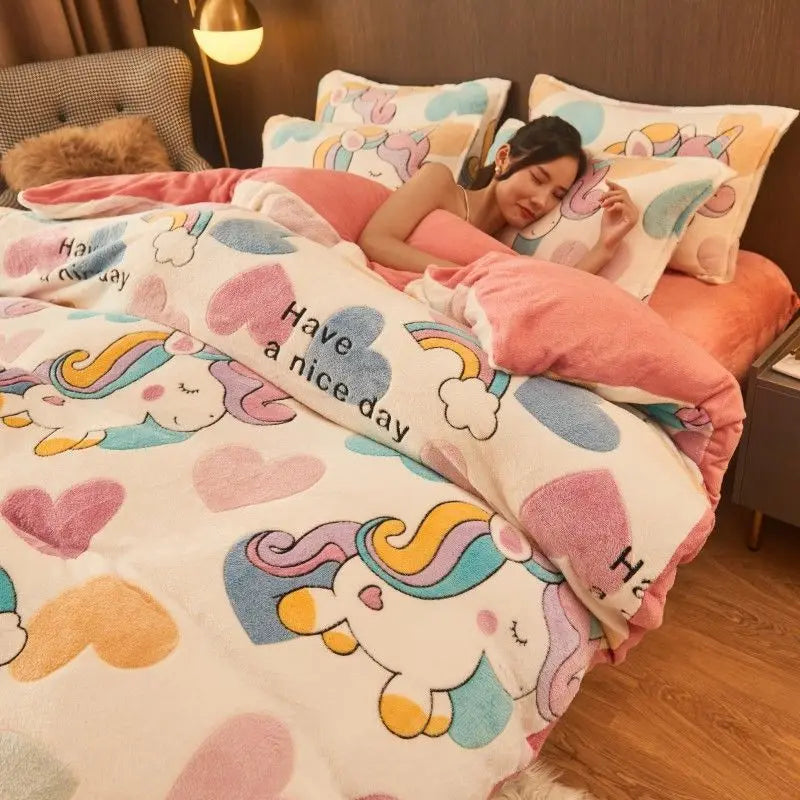 Housse de Couette en Flanelle Douillette pour Hiver - Ellen