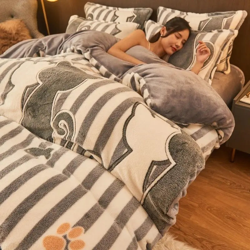Housse de Couette en Flanelle Douillette pour Hiver - Ellen