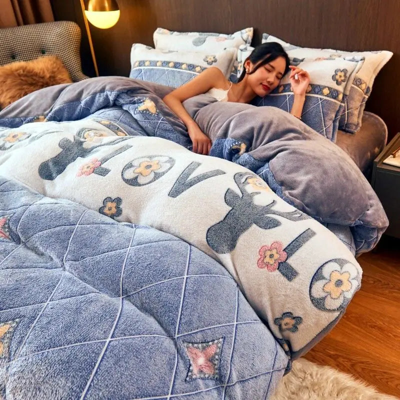 Housse de Couette en Flanelle Douillette pour Hiver - Ellen